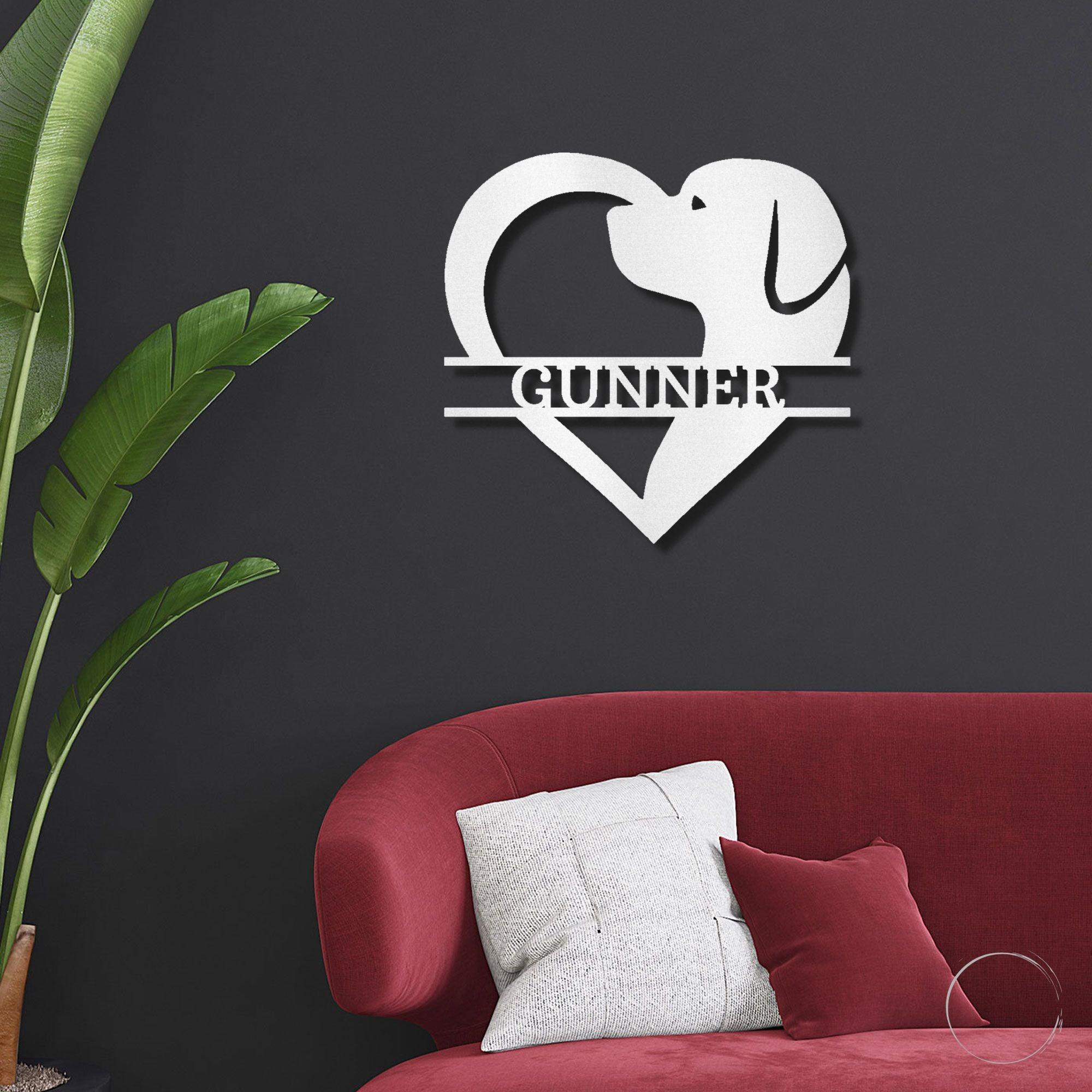 Dog Love Monogram Personalized Indoor Outdoor Steel Wall Sign Art - Mallard Moon Gift Shop