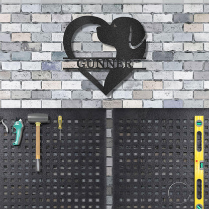 Dog Love Monogram Personalized Indoor Outdoor Steel Wall Sign Art - Mallard Moon Gift Shop