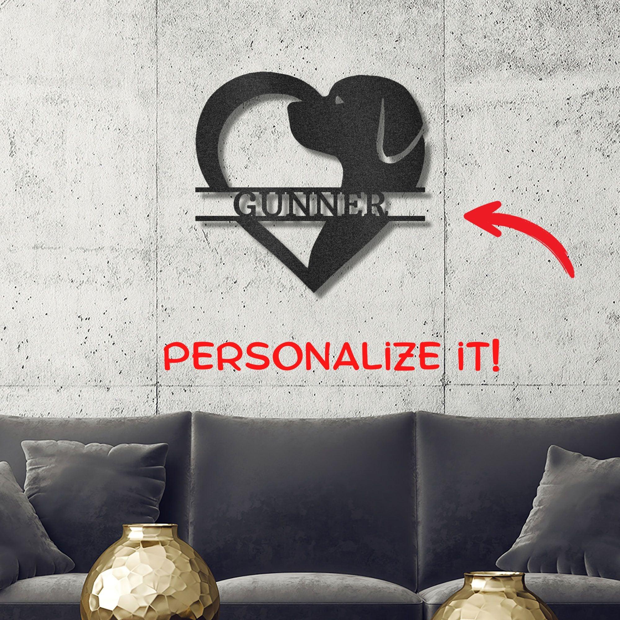 Dog Love Monogram Personalized Indoor Outdoor Steel Wall Sign Art - Mallard Moon Gift Shop