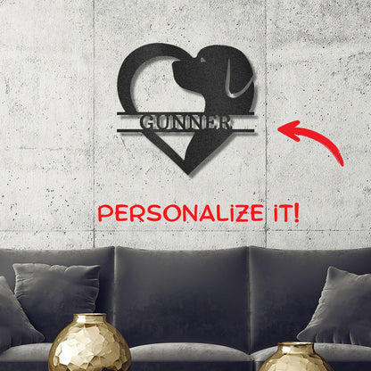 Dog Love Monogram Personalized Indoor Outdoor Steel Wall Sign Art - Mallard Moon Gift Shop