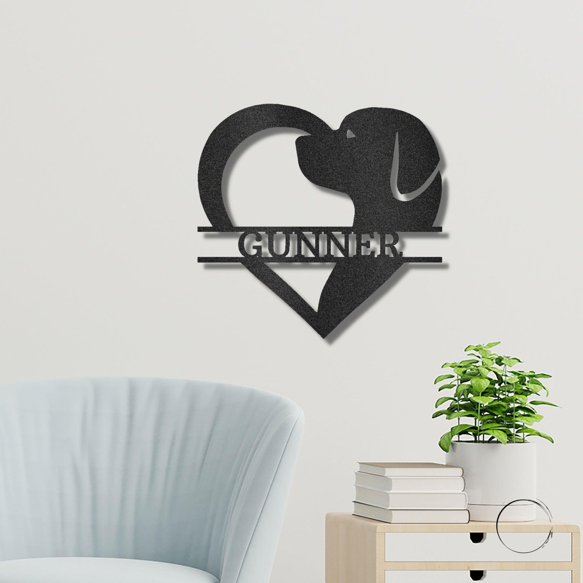 Dog Love Monogram Personalized Indoor Outdoor Steel Wall Sign Art - Mallard Moon Gift Shop