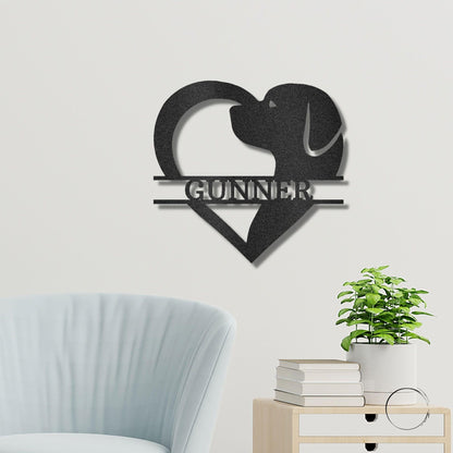 Dog Love Monogram Personalized Indoor Outdoor Steel Wall Sign Art - Mallard Moon Gift Shop