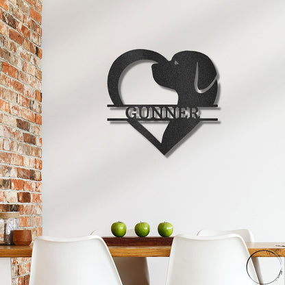 Dog Love Monogram Personalized Indoor Outdoor Steel Wall Sign Art - Mallard Moon Gift Shop