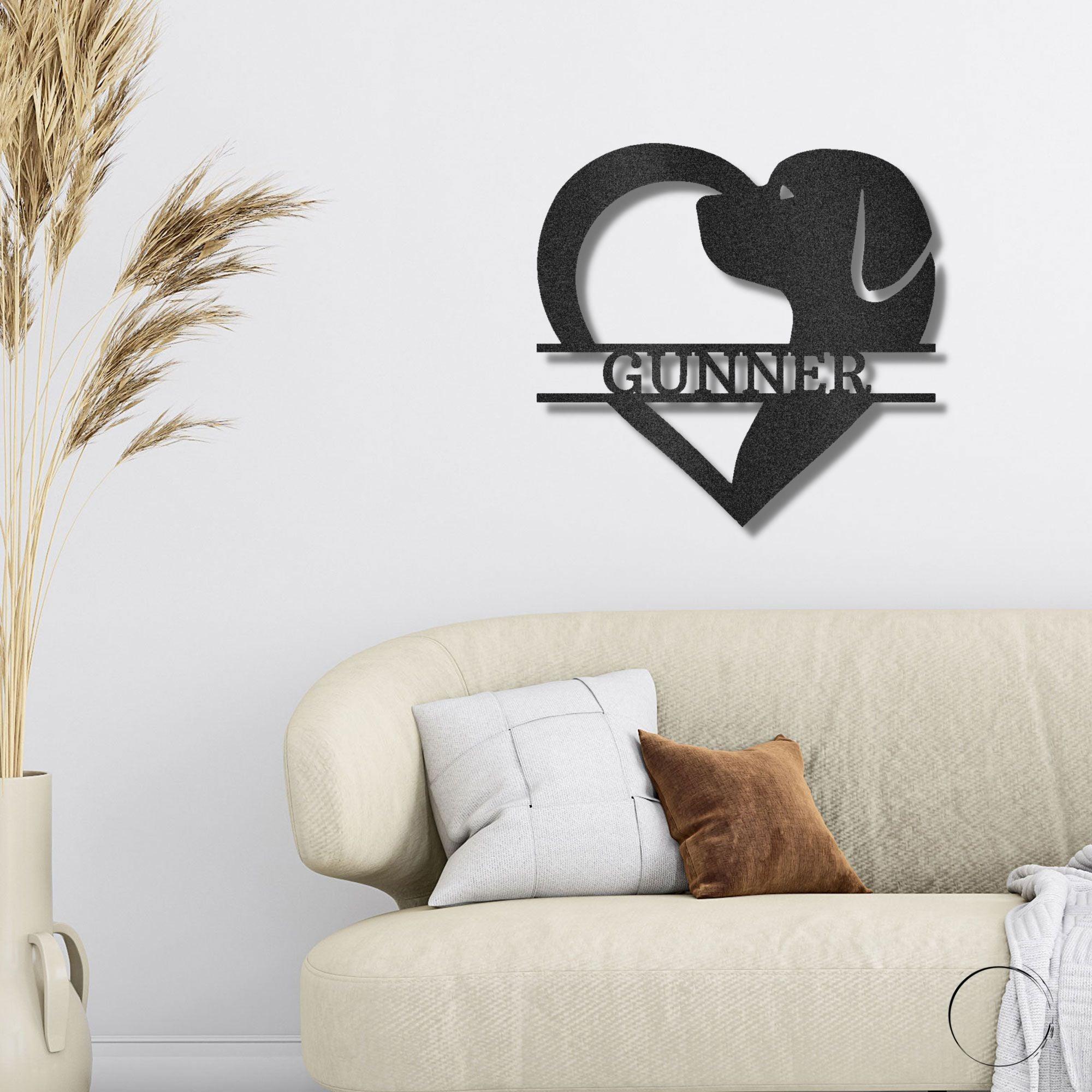 Dog Love Monogram Personalized Indoor Outdoor Steel Wall Sign Art - Mallard Moon Gift Shop