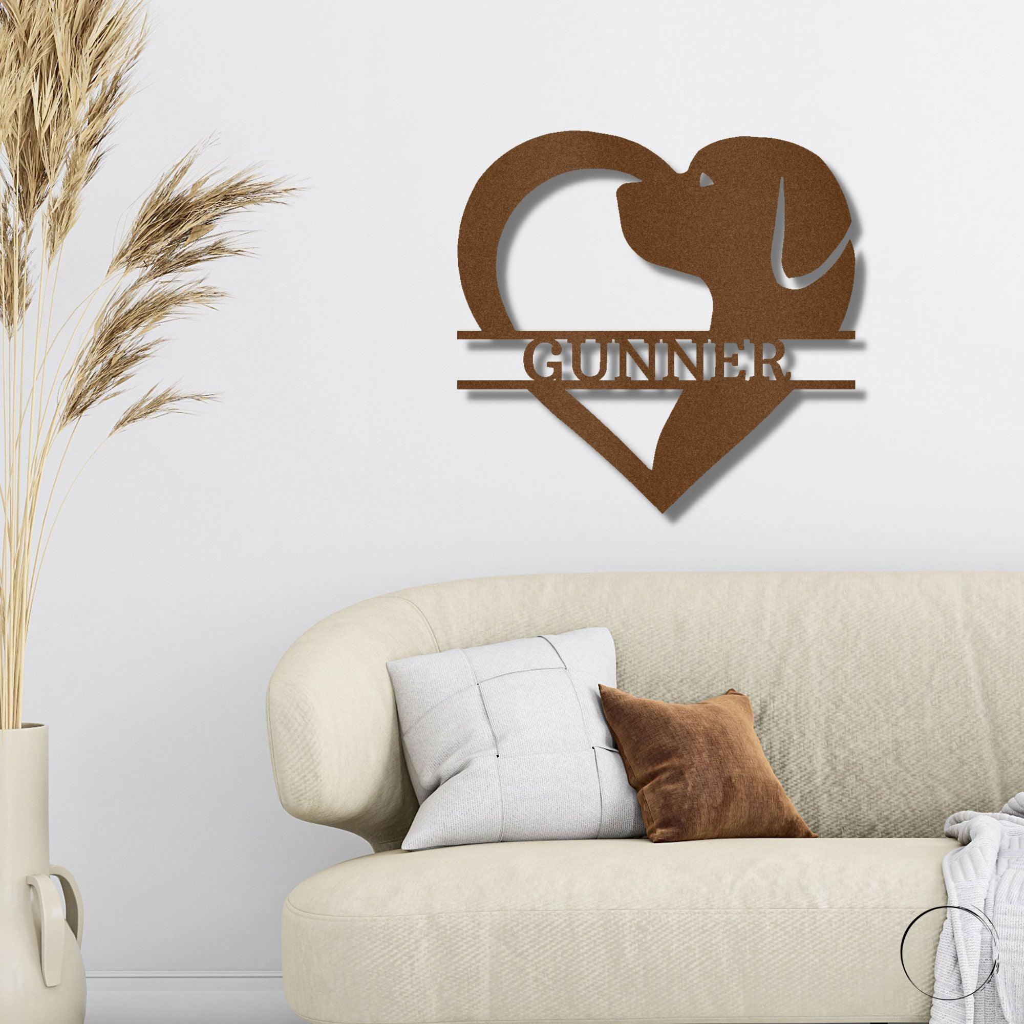 Dog Love Monogram Personalized Indoor Outdoor Steel Wall Sign Art - Mallard Moon Gift Shop