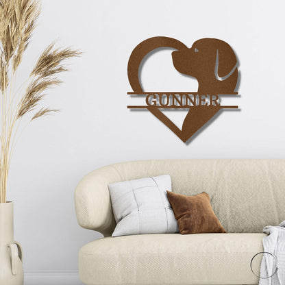 Dog Love Monogram Personalized Indoor Outdoor Steel Wall Sign Art - Mallard Moon Gift Shop