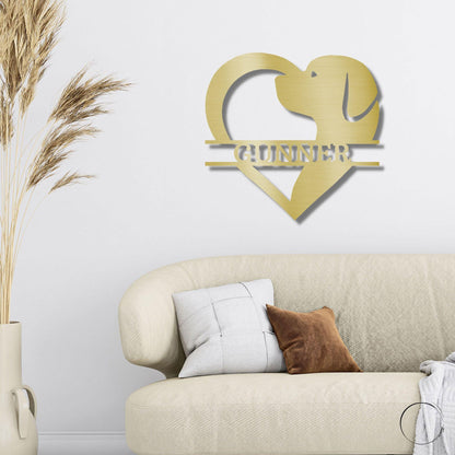 Dog Love Monogram Personalized Indoor Outdoor Steel Wall Sign Art - Mallard Moon Gift Shop