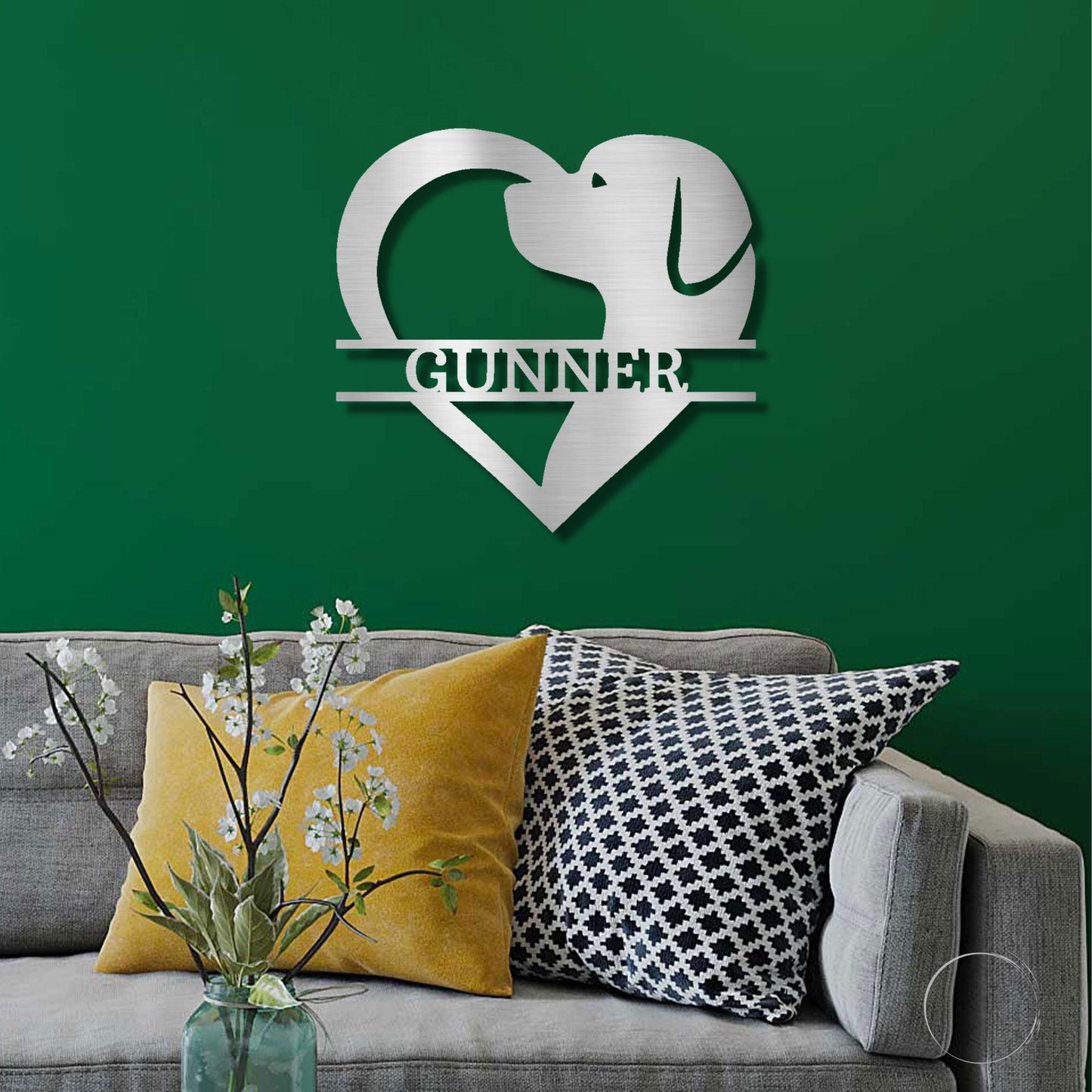 Dog Love Monogram Personalized Indoor Outdoor Steel Wall Sign Art - Mallard Moon Gift Shop