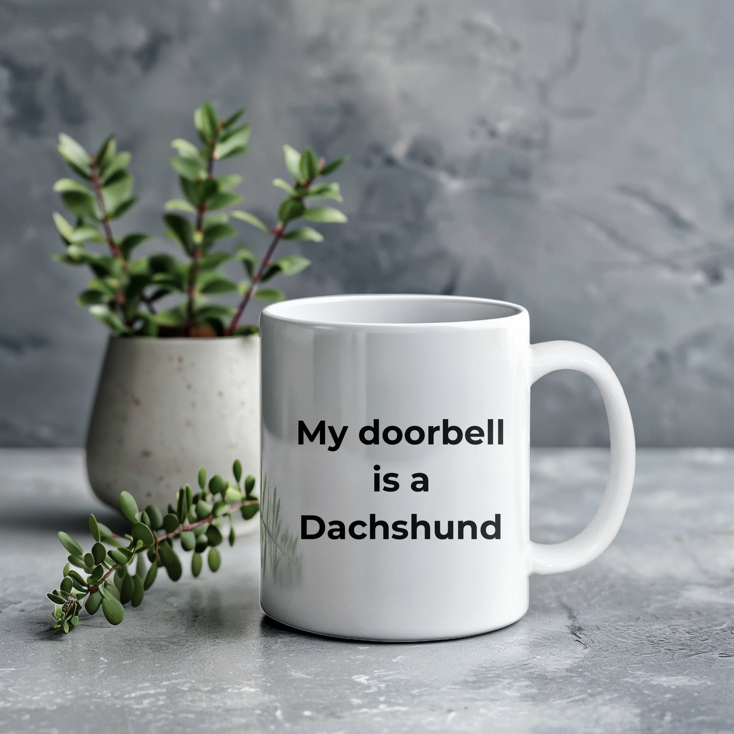 Funny Dachshund Coffee Mug - My Doorbell is a Dachshund - Mallard Moon Gift Shop