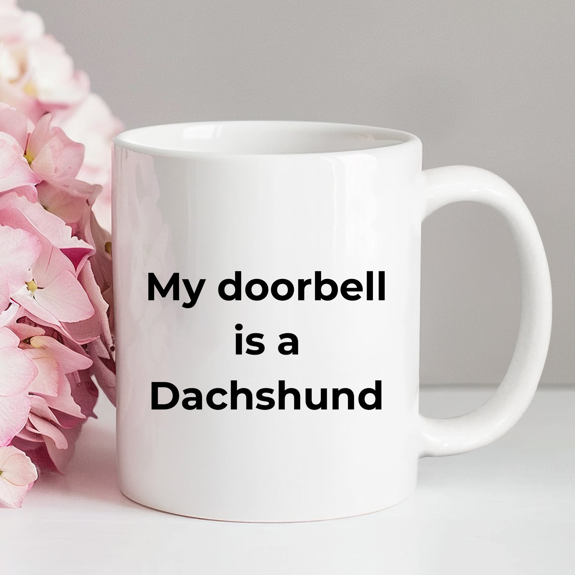 Funny Dachshund Coffee Mug - My Doorbell is a Dachshund - Mallard Moon Gift Shop