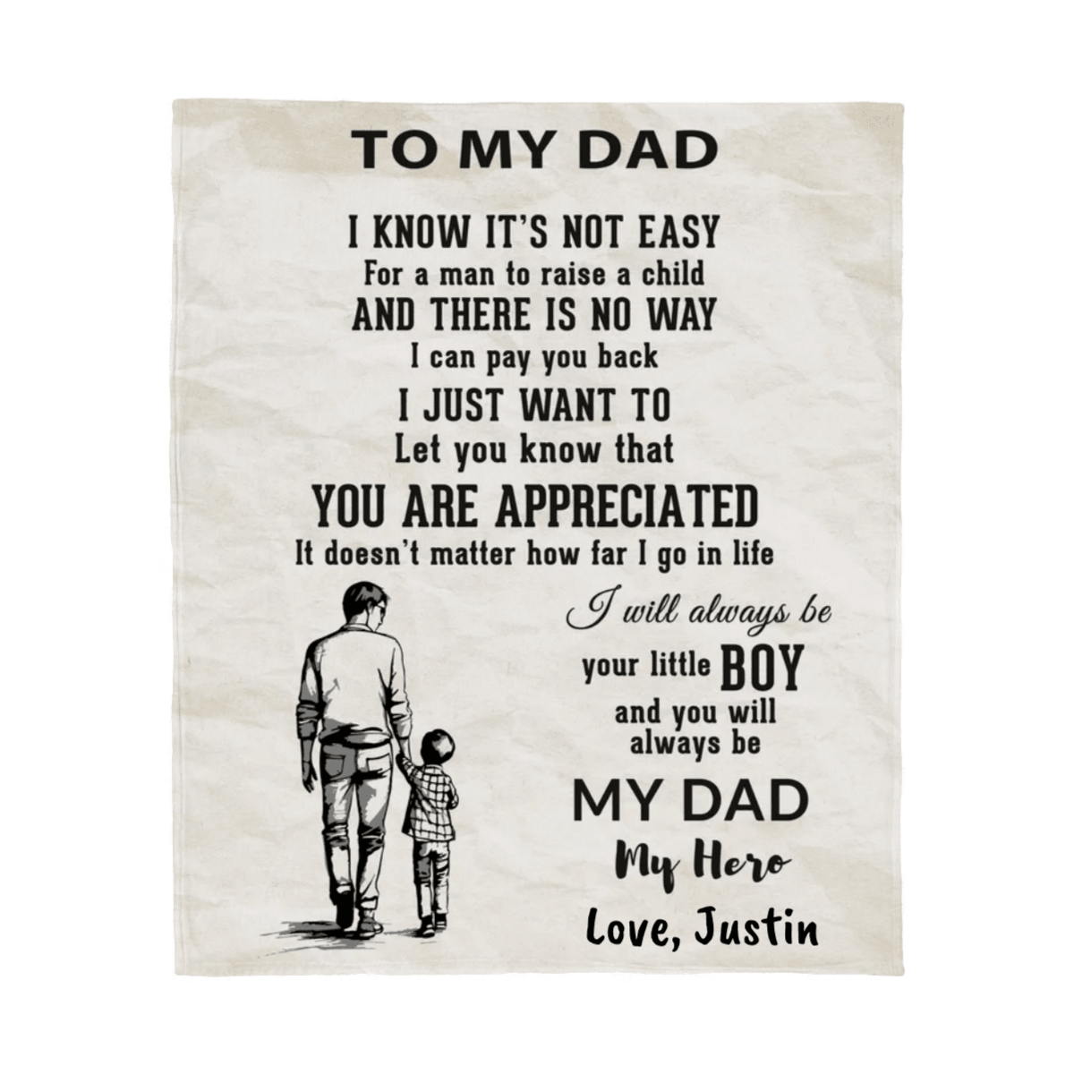 To My Dad -  I Will Always Be Your Little Boy Personalized Jersey Fleece Blanket - Mallard Moon Gift Shop