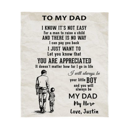 To My Dad -  I Will Always Be Your Little Boy Personalized Jersey Fleece Blanket - Mallard Moon Gift Shop