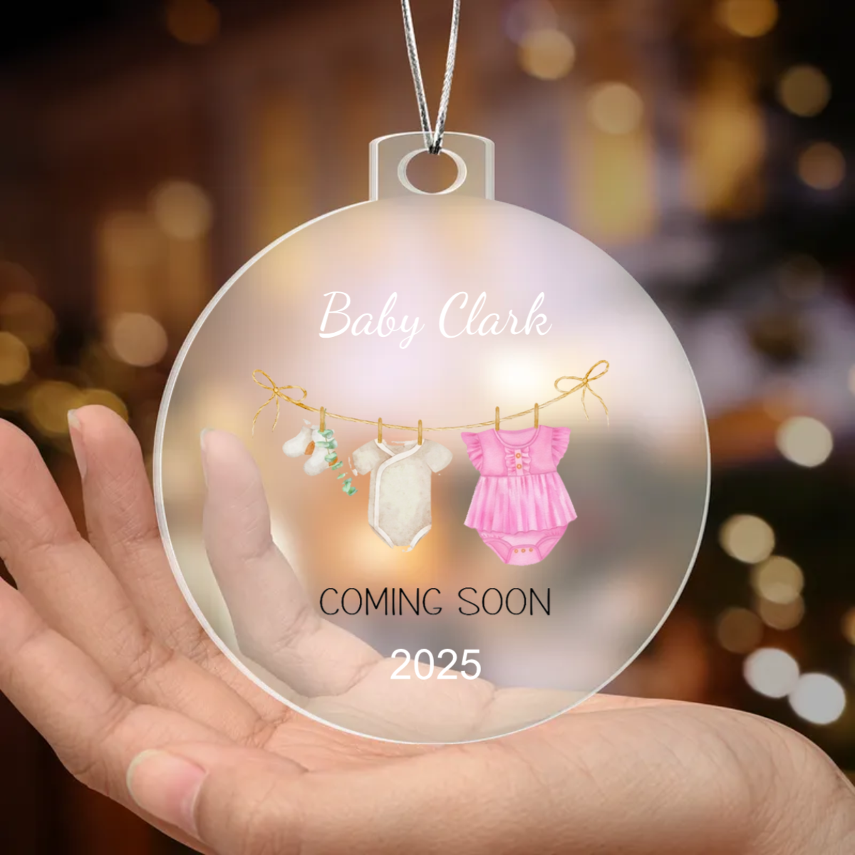 Personalized Baby Coming Soon Christmas Ornament 2025 – Custom Pregnancy Announcement Keepsake Ornament for New Parents, Grandparents & Family
