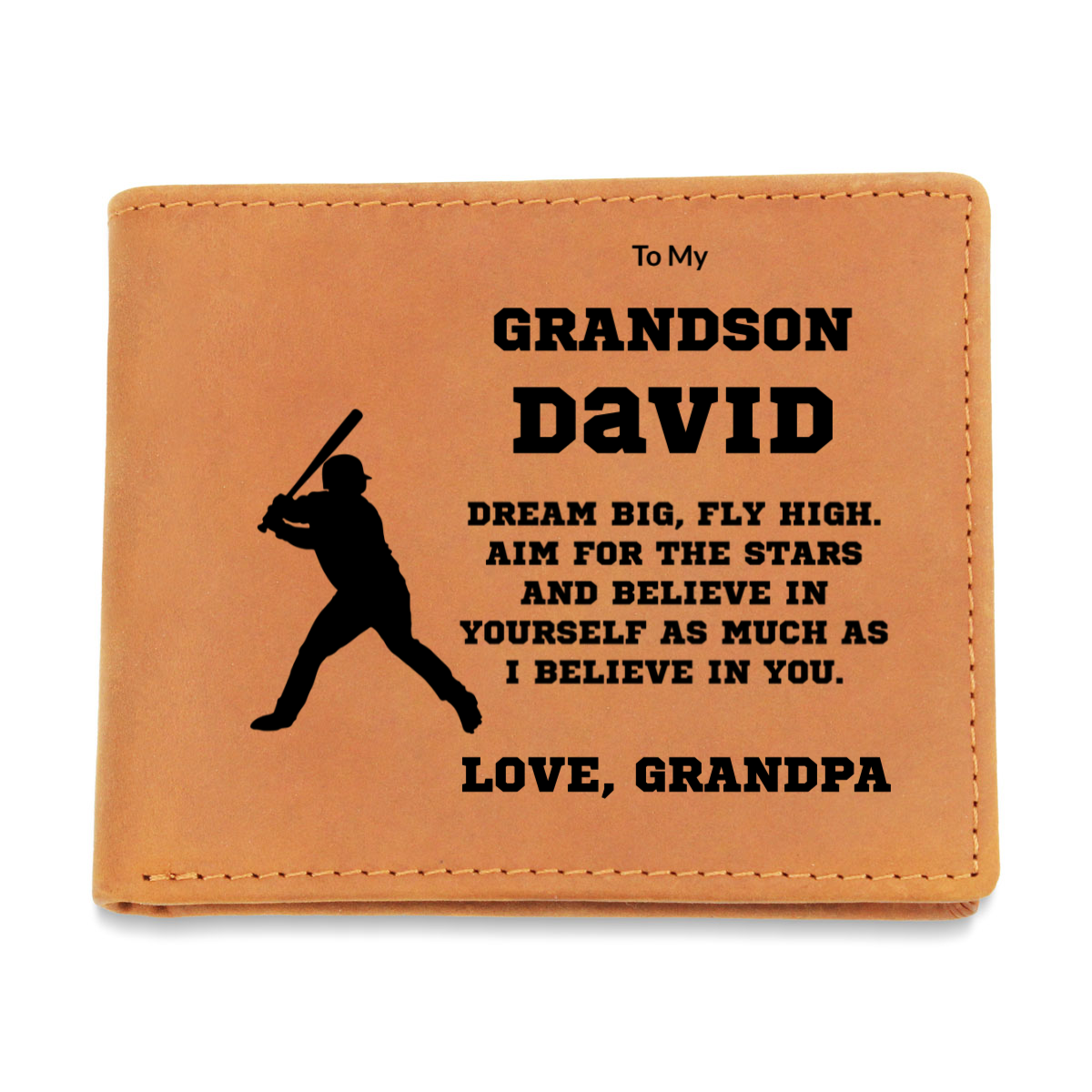 Baseball Player Personalized Graphic Leather Wallet - Mallard Moon Gift Shop