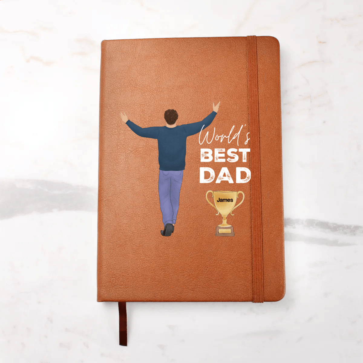 Dad Best Father Award Personalized Graphic Leather Journal - Mallard Moon Gift Shop