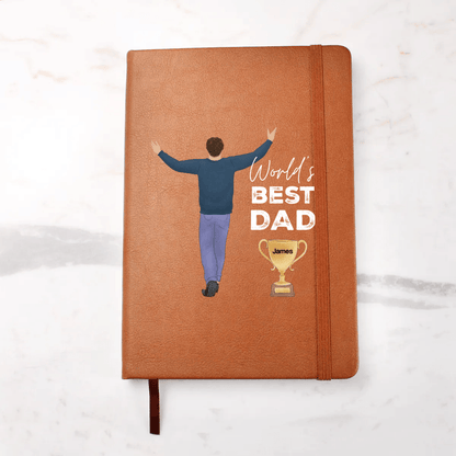 Dad Best Father Award Personalized Graphic Leather Journal - Mallard Moon Gift Shop