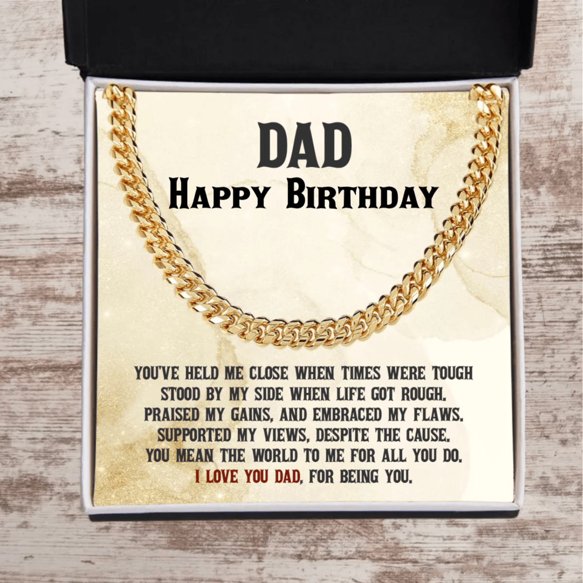 Dad Birthday, Christmas, Father's Day Personalized Cuban Link Chain Necklace - You Mean the World to Me - Mallard Moon Gift Shop