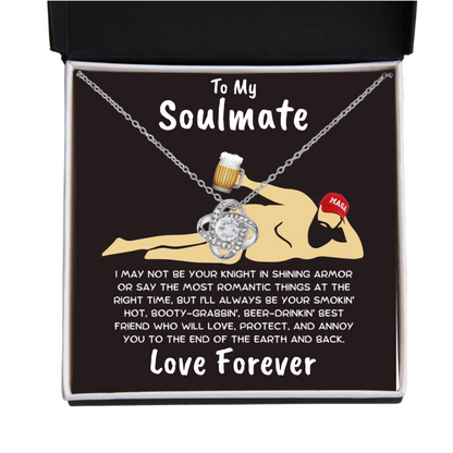 To My Soulmate Dazzling Love Knot Necklace with Message Card and Gift Box - Mallard Moon Gift Shop