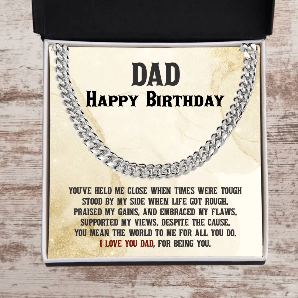 Dad Birthday, Christmas, Father's Day Personalized Cuban Link Chain Necklace - You Mean the World to Me - Mallard Moon Gift Shop