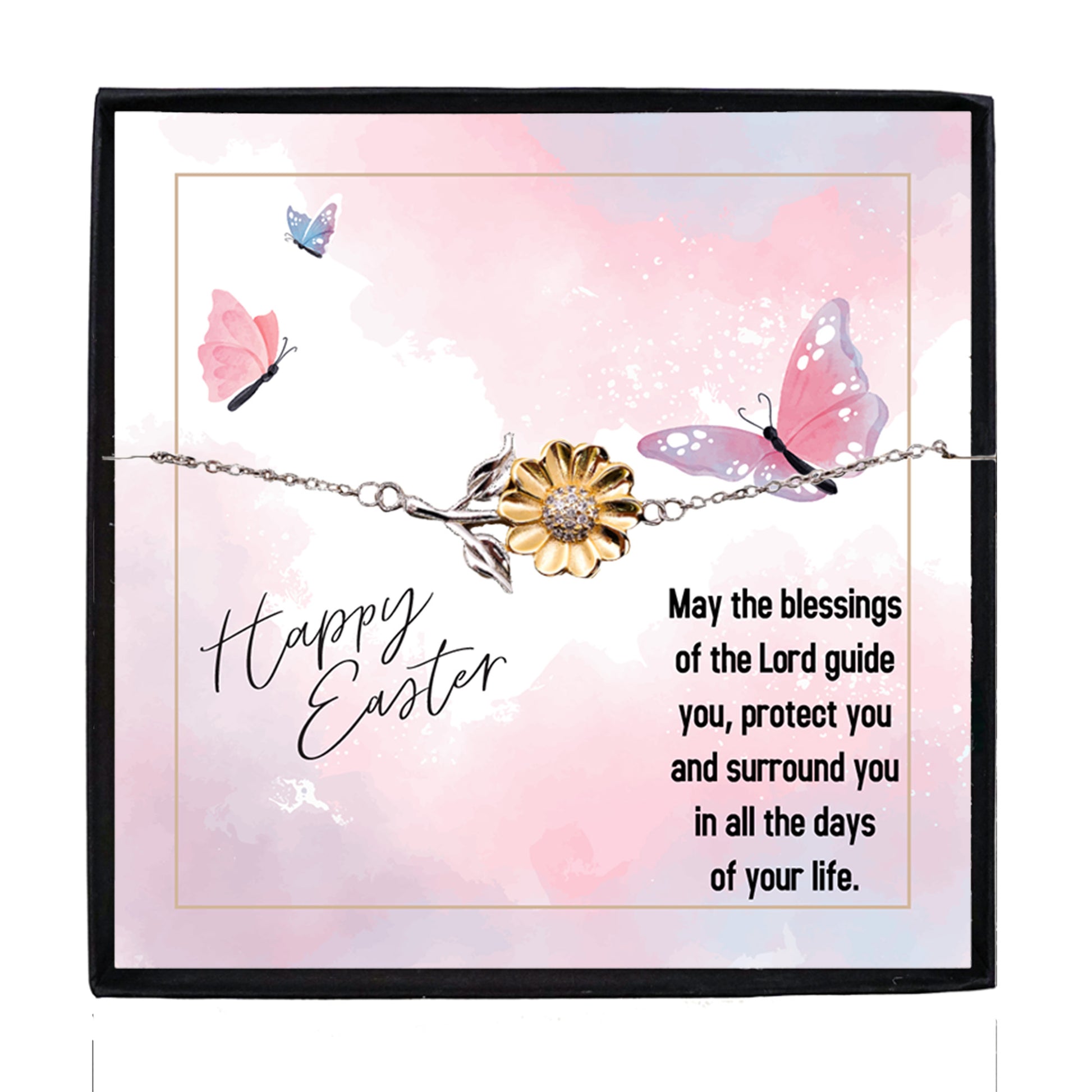 Easter Gift for Sister – Sunflower Bracelet for Teen & Adult Sisters – Sterling Silver with 18K Gold-Plated Petals – Christian Jewelry with Blessings Message Card - Mallard Moon Gift Shop