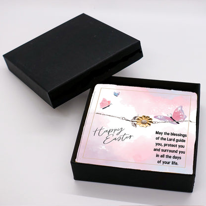 Easter Gift for Sister – Sunflower Bracelet for Teen & Adult Sisters – Sterling Silver with 18K Gold-Plated Petals – Christian Jewelry with Blessings Message Card - Mallard Moon Gift Shop