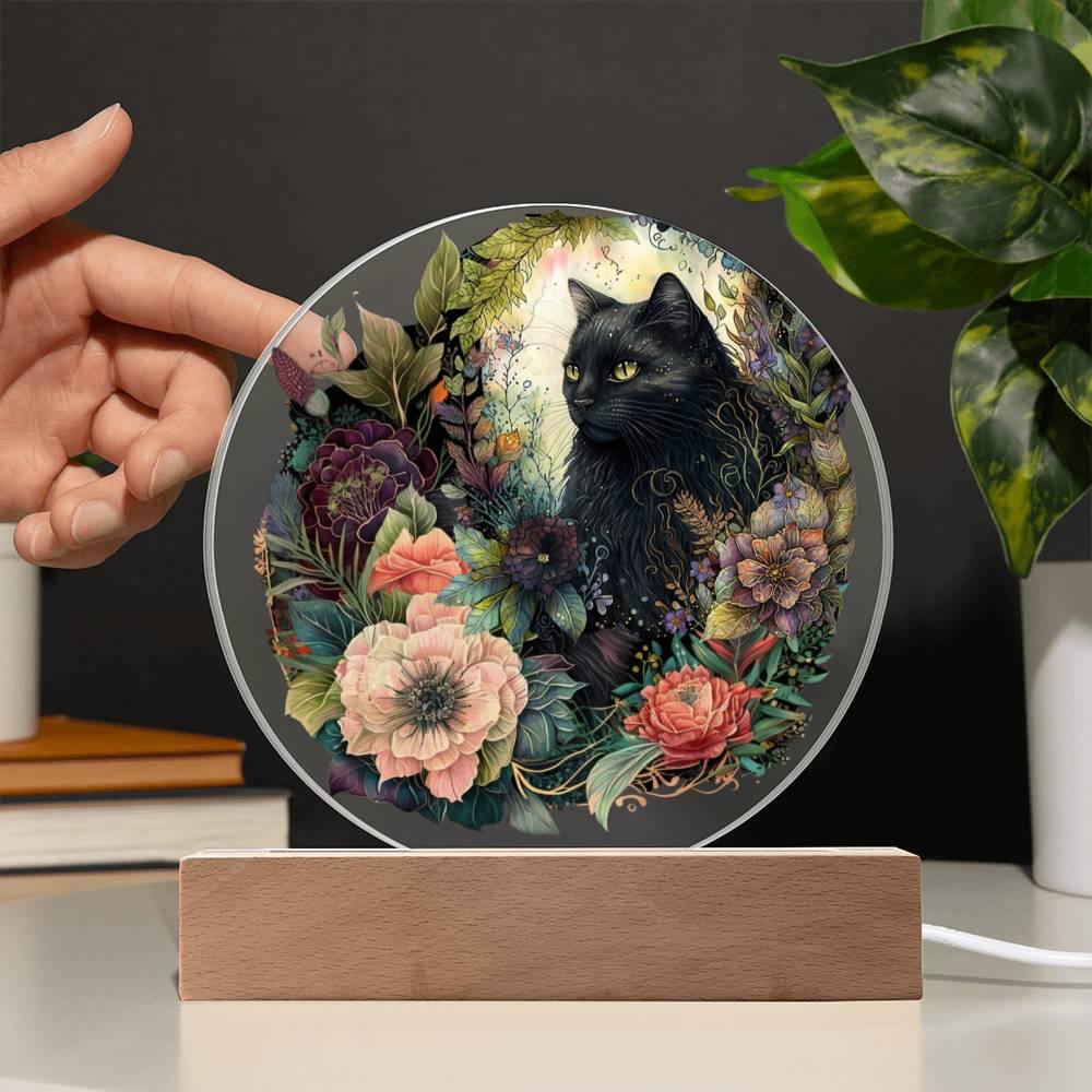 Eerie Feline Shadow: Spooky Acrylic Decor - Mallard Moon Gift Shop