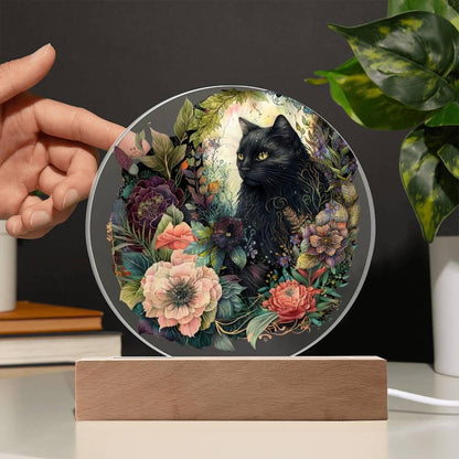 Eerie Feline Shadow: Spooky Acrylic Decor - Mallard Moon Gift Shop