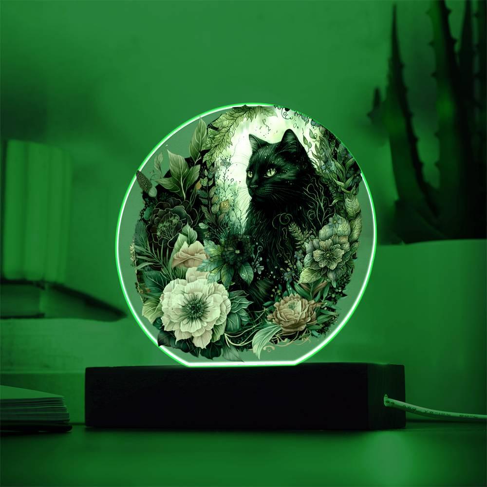 Eerie Feline Shadow: Spooky Acrylic Decor - Mallard Moon Gift Shop