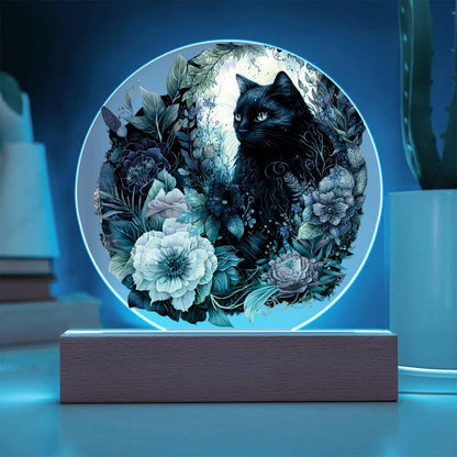 Eerie Feline Shadow: Spooky Acrylic Decor - Mallard Moon Gift Shop