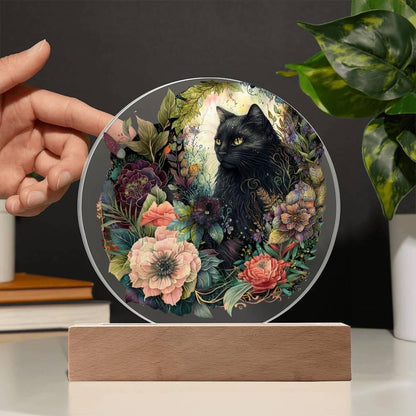 Eerie Feline Shadow: Spooky Acrylic Decor - Mallard Moon Gift Shop
