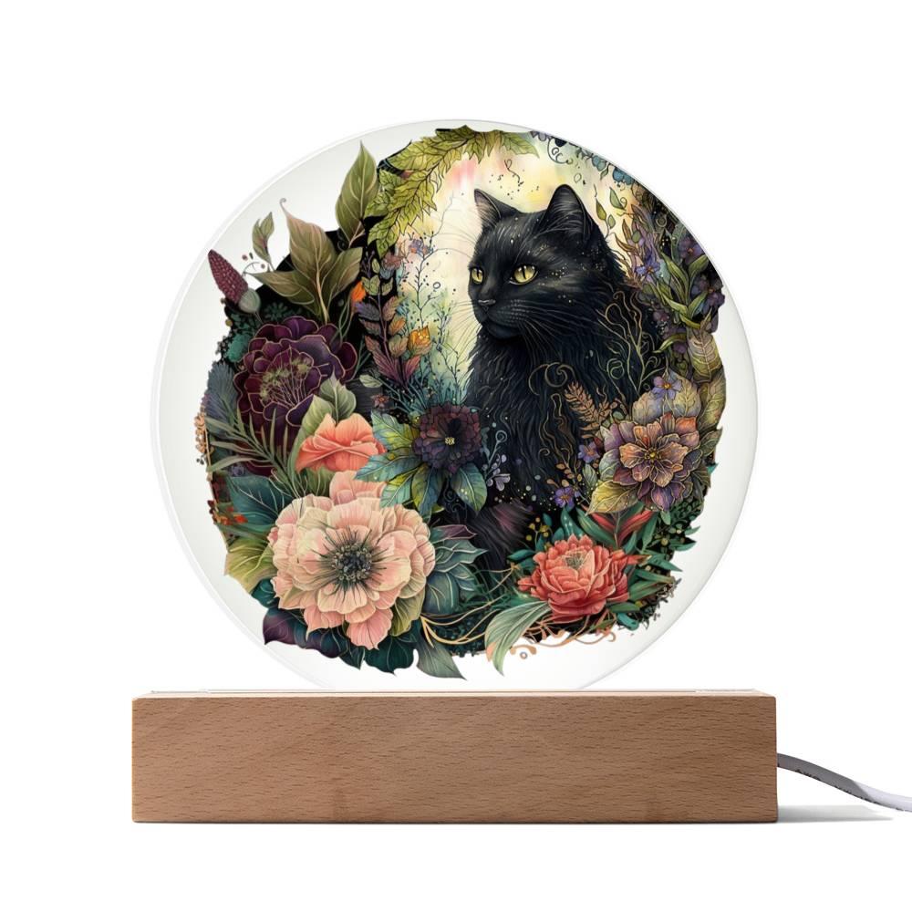Eerie Feline Shadow: Spooky Acrylic Decor - Mallard Moon Gift Shop