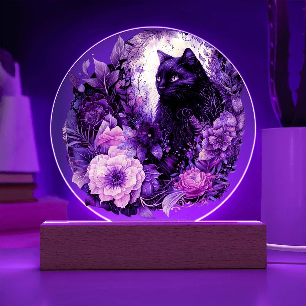Eerie Feline Shadow: Spooky Acrylic Decor - Mallard Moon Gift Shop