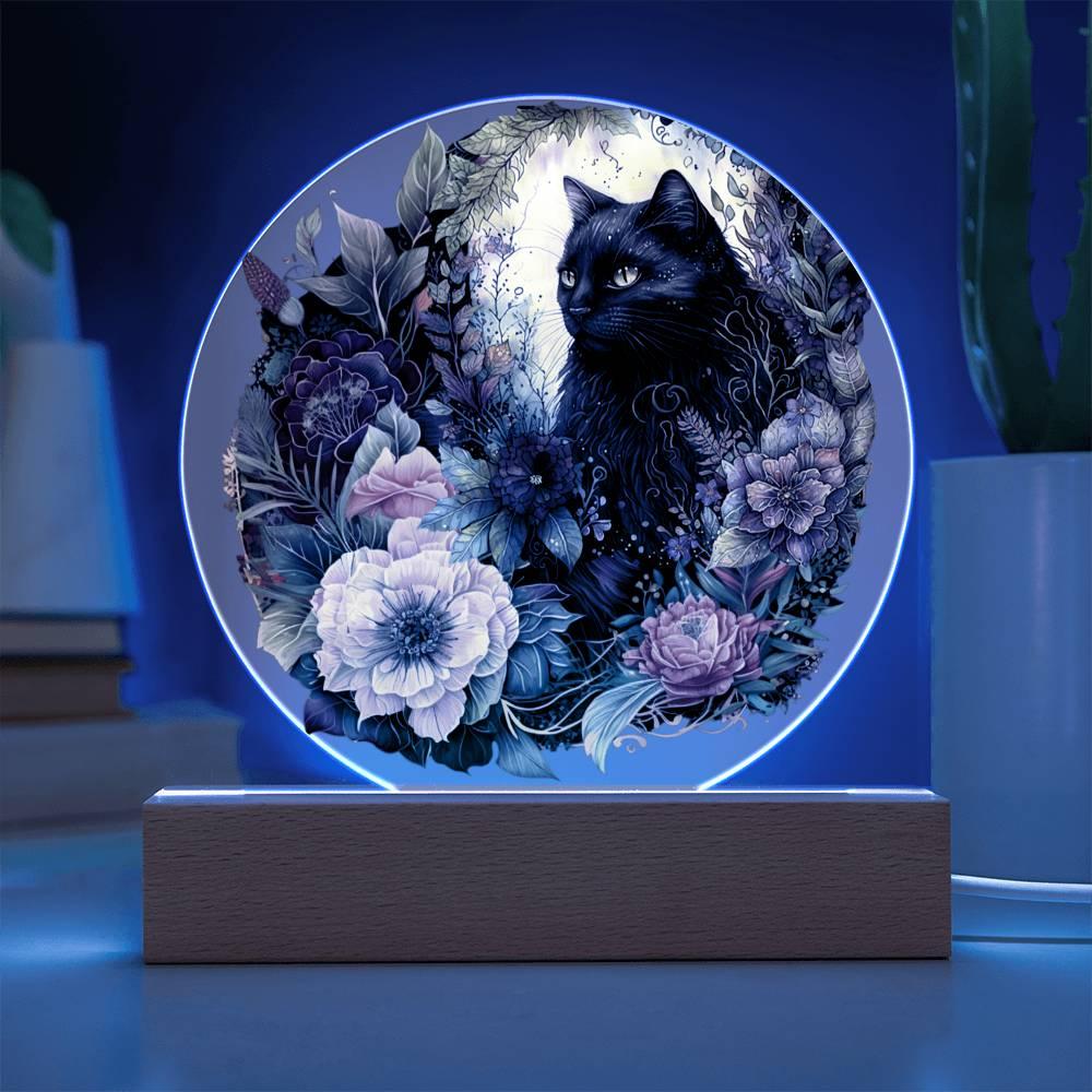 Eerie Feline Shadow: Spooky Acrylic Decor - Mallard Moon Gift Shop