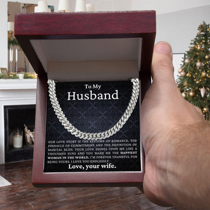 To My Husband - Love You Endlessly - Cuban Link Chain Necklace - Mallard Moon Gift Shop