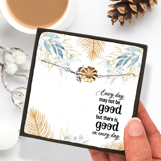 Sunflower Bracelet for Women & Teens – Sterling Silver with 18K Gold-Plated Petals – Inspirational Jewelry Gift with Motivational Message Card - Mallard Moon Gift Shop