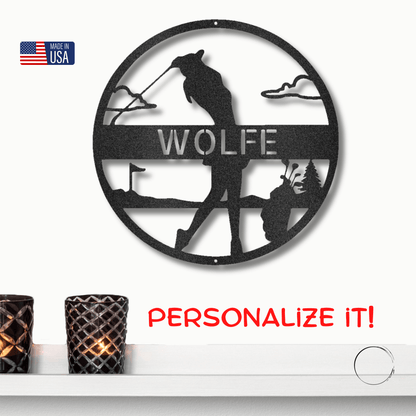 Fairway Finesse: Personalized Lady Golfer Metal Wall Art - Mallard Moon Gift Shop