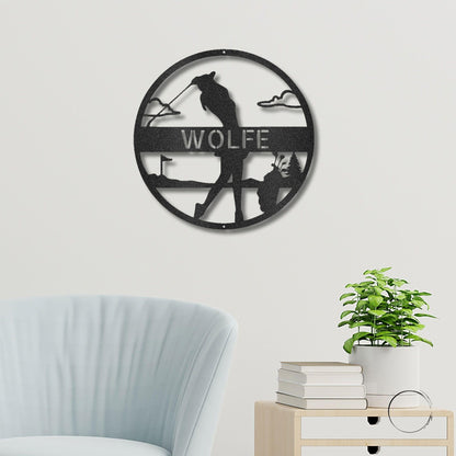 Fairway Finesse: Personalized Lady Golfer Metal Wall Art - Mallard Moon Gift Shop