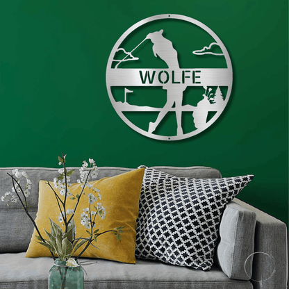 Fairway Finesse: Personalized Lady Golfer Metal Wall Art - Mallard Moon Gift Shop