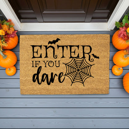 Enter If You Dare Doormat – Spooky Halloween Outdoor Coir Mat Décor - Mallard Moon