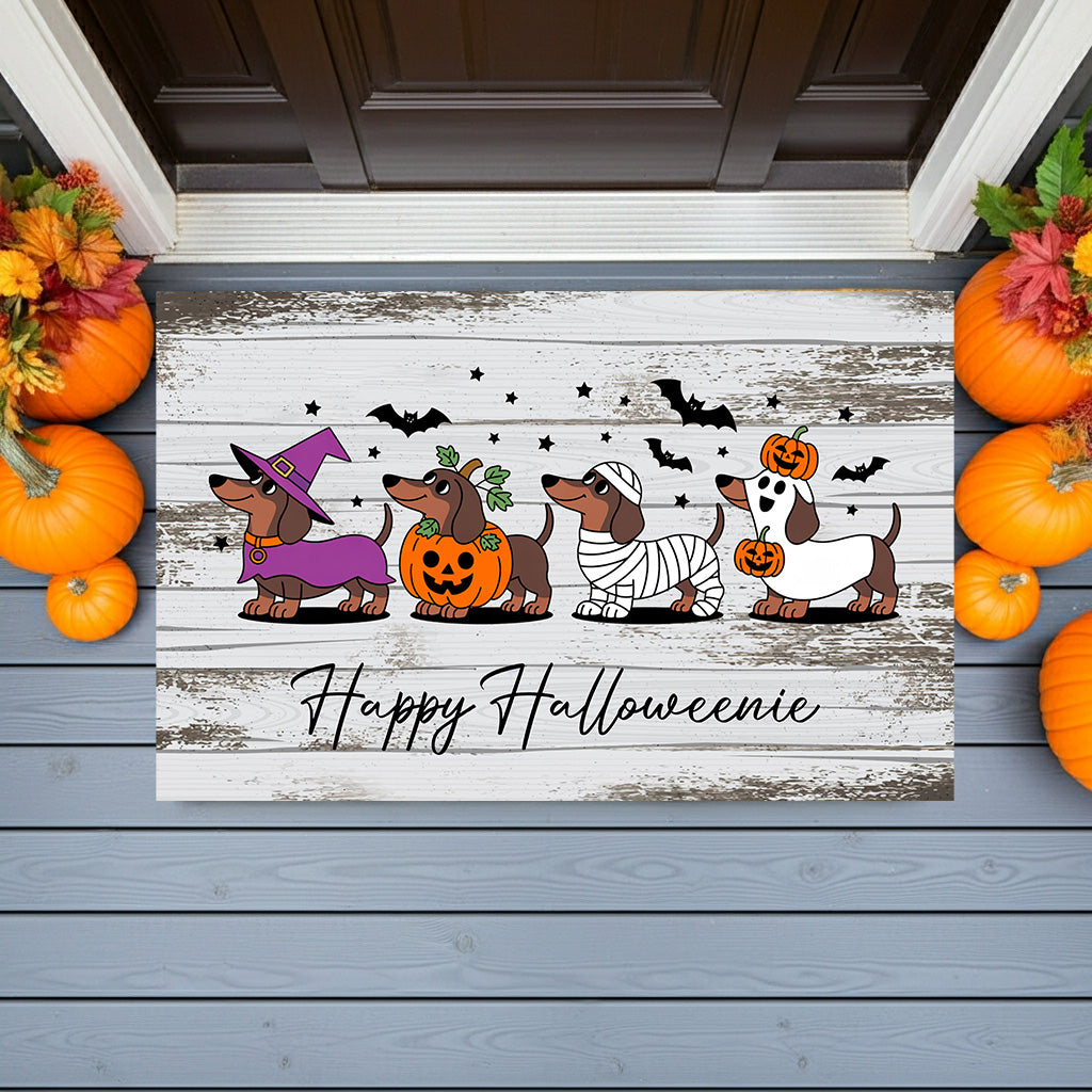 Happy Halloweenie Dachshund Doormat – Cute Halloween Dog Mat Décor - Mallard Moon