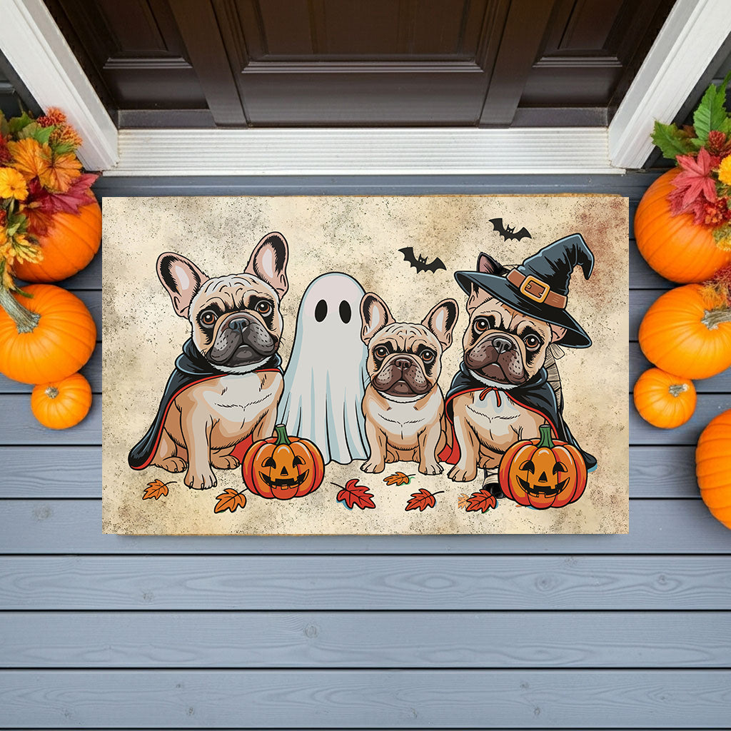 French Bulldog Halloween Doormat – Cute Spooky Dogs Welcome Mat – Funny Fall Décor for Dog Lovers - Mallard Moon