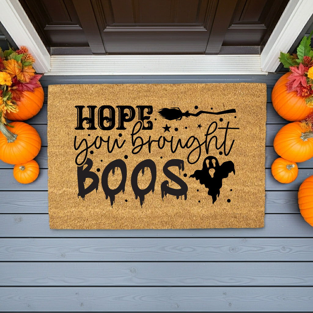 Hope You Brought Boos Halloween Coir Doormat – Funny Ghost and Witch Themed Entryway Mat | Spooky Front Porch Decor | Trick or Treat Welcome Mat - Mallard Moon