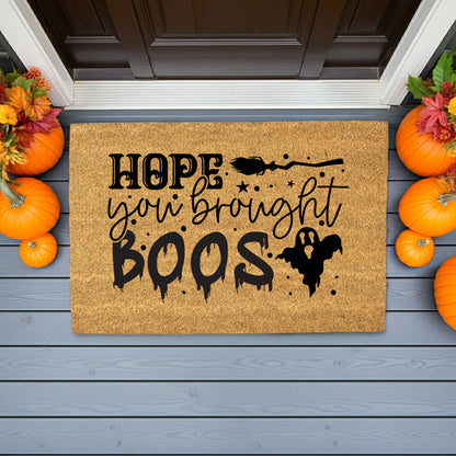 Hope You Brought Boos Halloween Coir Doormat – Funny Ghost and Witch Themed Entryway Mat | Spooky Front Porch Decor | Trick or Treat Welcome Mat - Mallard Moon