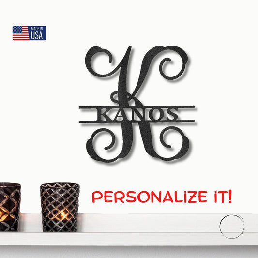 Family Name and Initial Personalized Metal Art Wall Sign - Mallard Moon Gift Shop