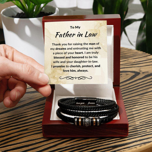 Father in Law Gift from Daughter in Law Leather Braided Bracelet - Mallard Moon Gift Shop