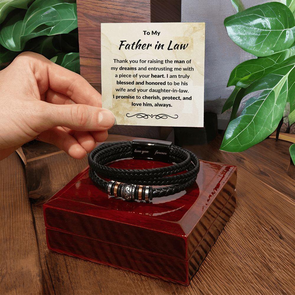 Father in Law Gift from Daughter in Law Leather Braided Bracelet - Mallard Moon Gift Shop