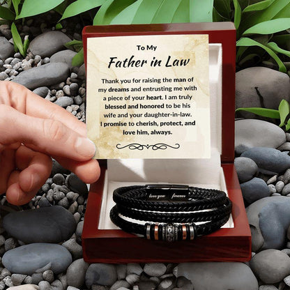 Father in Law Gift from Daughter in Law Leather Braided Bracelet - Mallard Moon Gift Shop