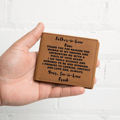 Father-in-Law Gift from Son-in-Law Personalized Leather Wallet - Mallard Moon Gift Shop