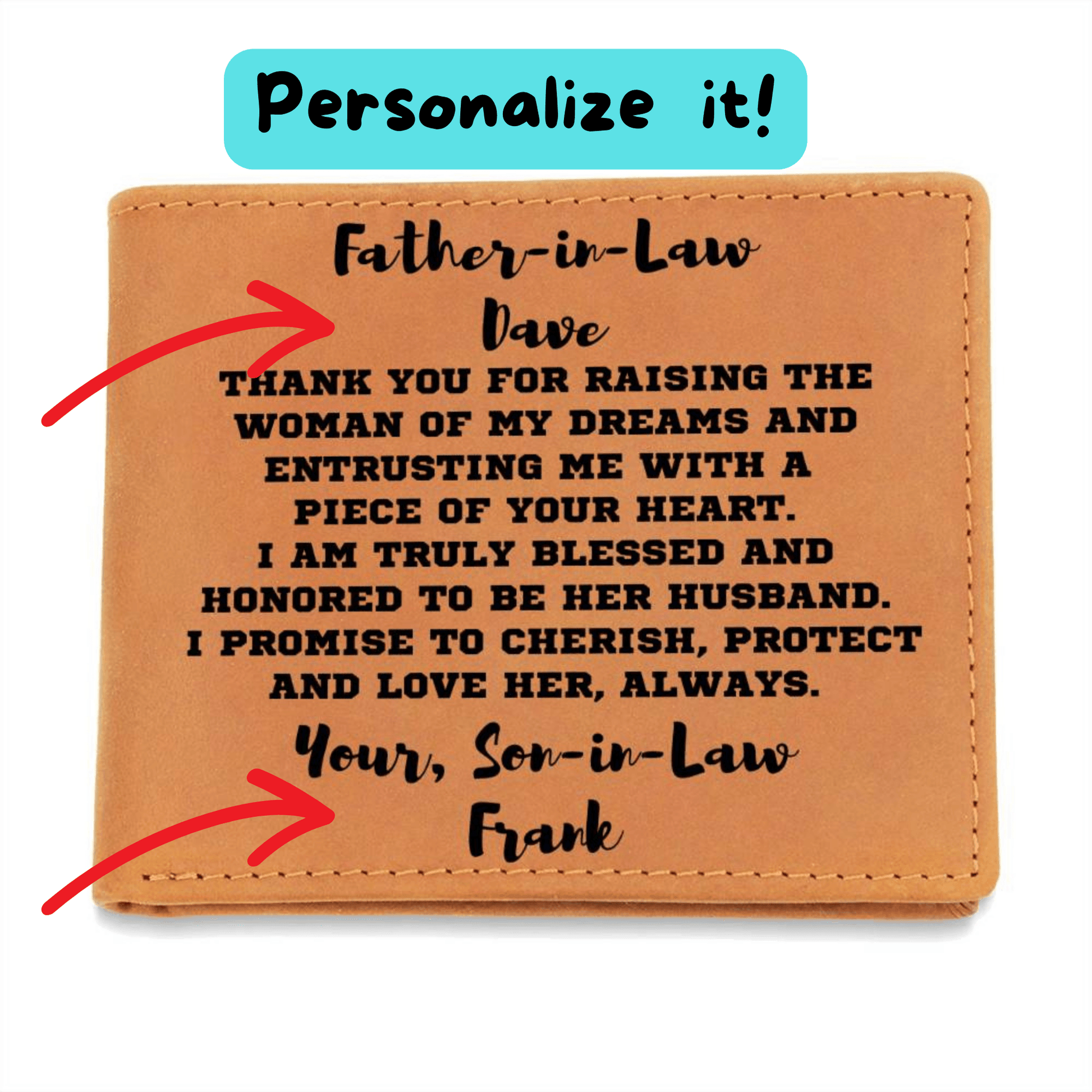 Father-in-Law Gift from Son-in-Law Personalized Leather Wallet - Mallard Moon Gift Shop