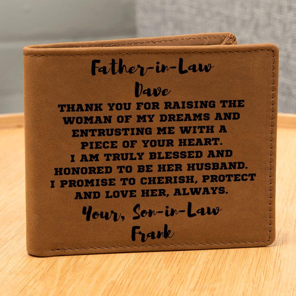 Father-in-Law Gift from Son-in-Law Personalized Leather Wallet - Mallard Moon Gift Shop